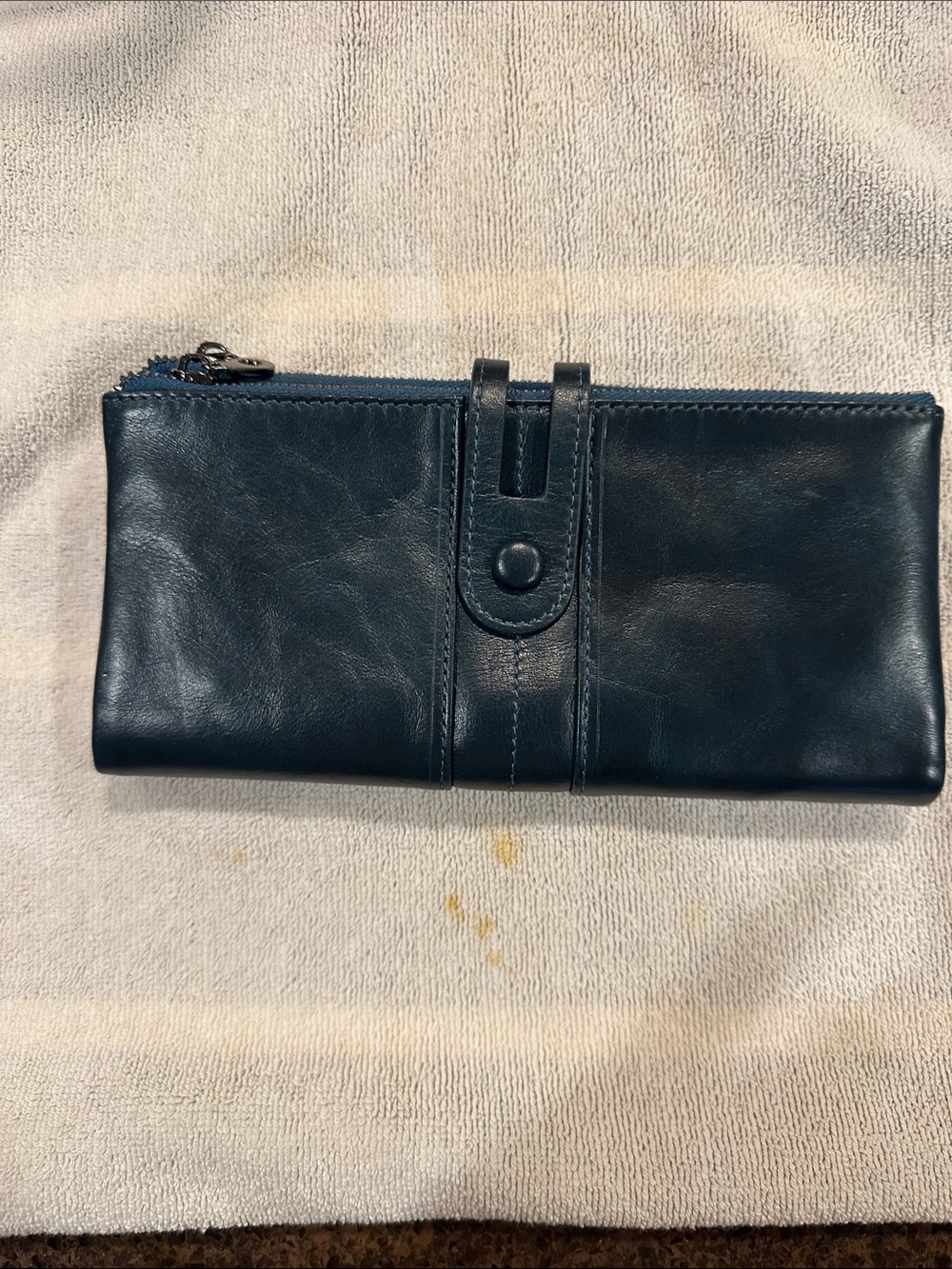 Women's Leather Zip & Snap Wallet in Deep Blue
